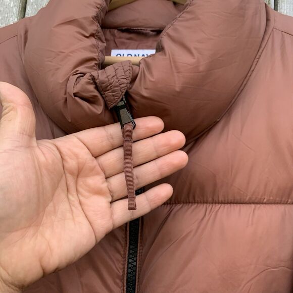 OLD NAVY Jacket Womens XL Brown Puffer Cropped Water Resistant Short Maple Quilt - Picture 9 of 15